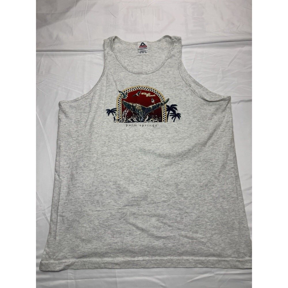 Vintage 1990s Palm Springs California Whale Watch Tank Top Gray Mens 2XL